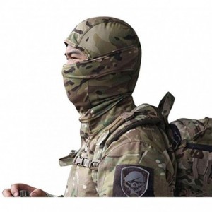 Balaclavas Tactical Full Face Mask Hood Balaclava Headgear Caps Camouflage Hunting Hat - Camouflage Black - CQ194OHYIAM $19.17
