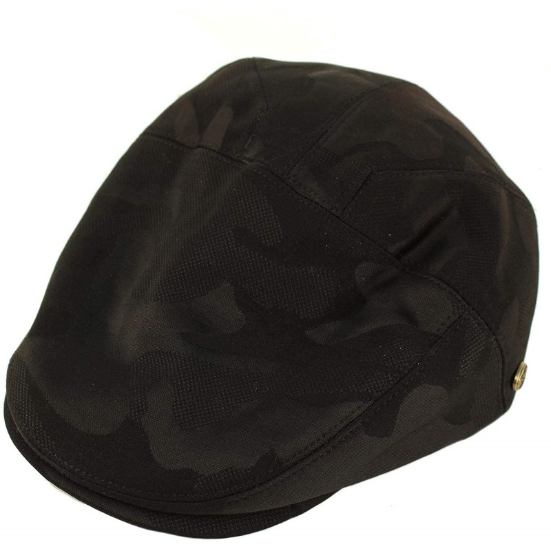 Newsboy Caps Men's 100% Cotton 7 Panel Ivy Mixed Pattern Driver Cabby Flat Cap Hat - Camouflage Black - CP18R6KI0T2 $28.34