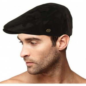 Newsboy Caps Men's 100% Cotton 7 Panel Ivy Mixed Pattern Driver Cabby Flat Cap Hat - Camouflage Black - CP18R6KI0T2 $28.34