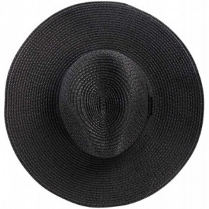 Sun Hats Woven Straw Wide Brim Panama Style Sun Hat - Black - CW12FFTJNIR $44.89