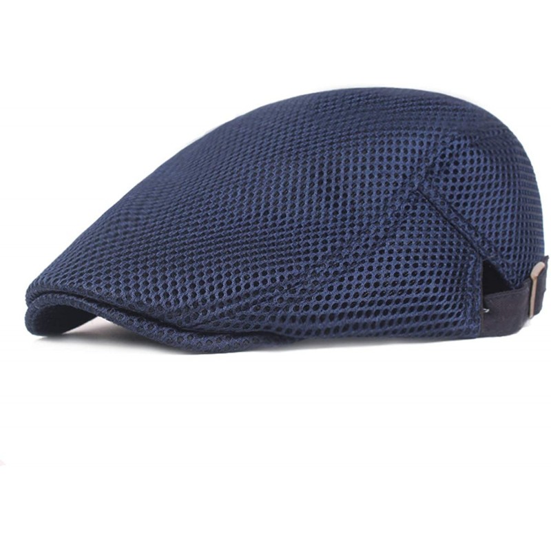 Men's Linen Duckbill Ivy Newsboy Hat Scally Flat Cap - A-navy - CN18SM36KR2