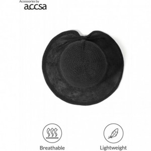Sun Hats Women Fedora Straw Bucket Hat Travel Carry Foldable Summer Sunhat - Black - CL18RNRHGT3 $25.66