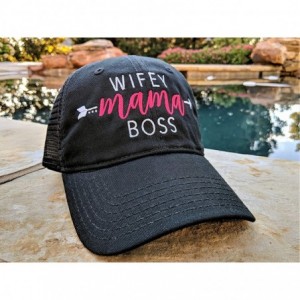 Baseball Caps Women's- Customized- Mom- Wifey Mama Boss High Ponytail Baseball Cap - Black/Customized - CJ18GM2M88L $54.14