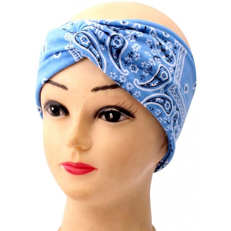 Pink Headband Women Fashion Bandana Scarf Square Head Scarf Female Bandanas Headwear Blue 