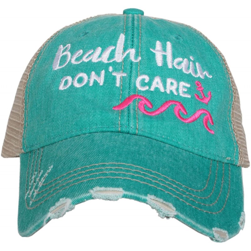 Baseball Caps Beach Hair Don't Care WAVES Women's Trucker Hats Caps - Teal/Pink Waves - C318YRKOD53 $47.38