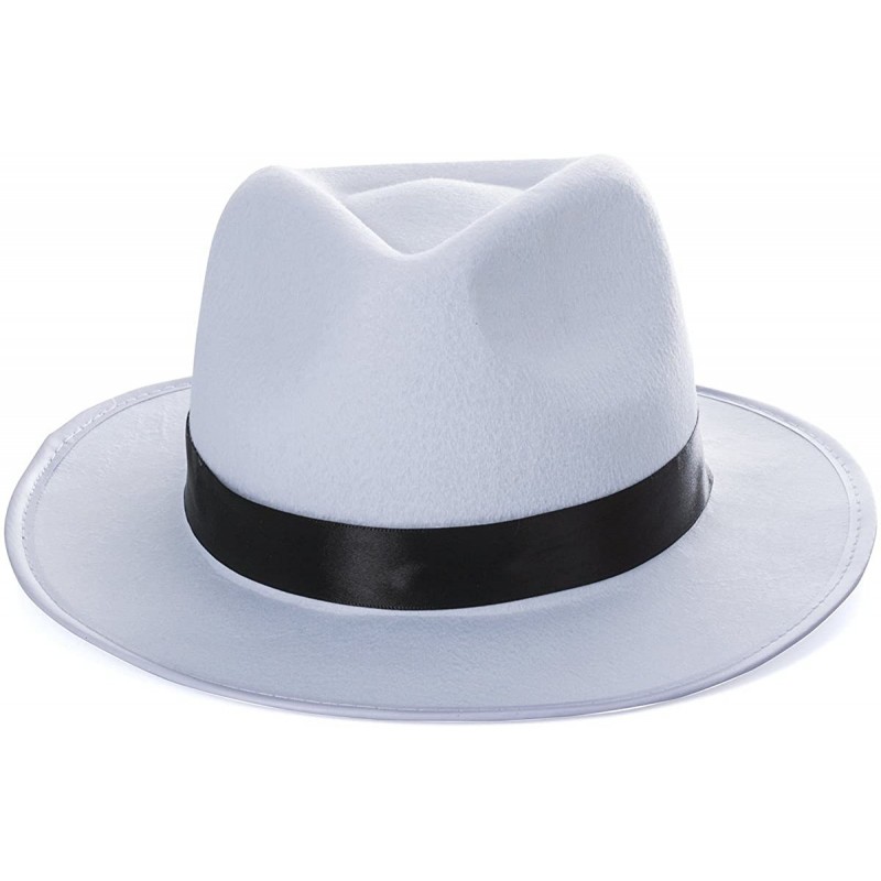 Fedora Gangster Hat - Mobster Costume - Felt Hat & White Neck Tie - (2 ...