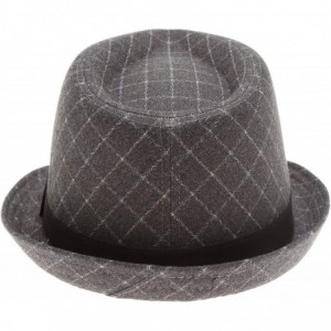 Fedoras Men's Classic Fashion Short Brim Trilby Structured Gangster Fedora Hat with Band - Windowpane- Black - CW18WIC3H7T $2...