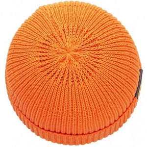 Skullies & Beanies Men Women Knit Watch Cap Wool Winter Solid Color Beanie Skull Cap Harbour Cuffed Hat - Orange - CX18XG7TYQ...