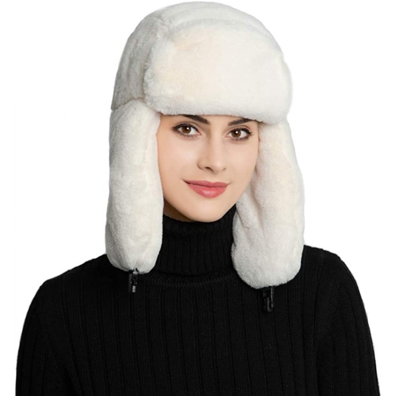 Women Faux Fur Bomber Hat Ushanka Russian Trapper Hat with Ear Flap ...