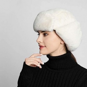 Bomber Hats Women Faux Fur Bomber Hat Ushanka Russian Trapper Hat with Ear Flap - White - C9192TU9IN5 $50.22