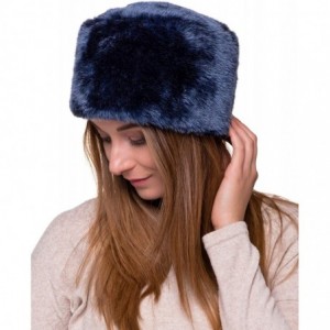 Bomber Hats Women's Fur Hat Russian Cossack Made of Faux Rabbit Fur - Blue - CK187Y9L7O8 $33.35