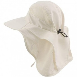 Sun Hats Outdoor Sun Hat Men Women Flap Fishing Hat Neck Face Cover Mesh Bucket Hat UPF 50+ - Beige - CX18UUWOHE5 $23.85