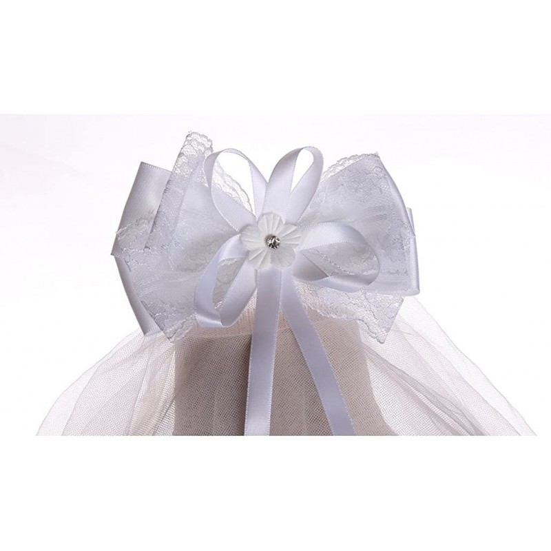 Flower Girls White First Communion Veil Headband with Bow - White (Lace ...
