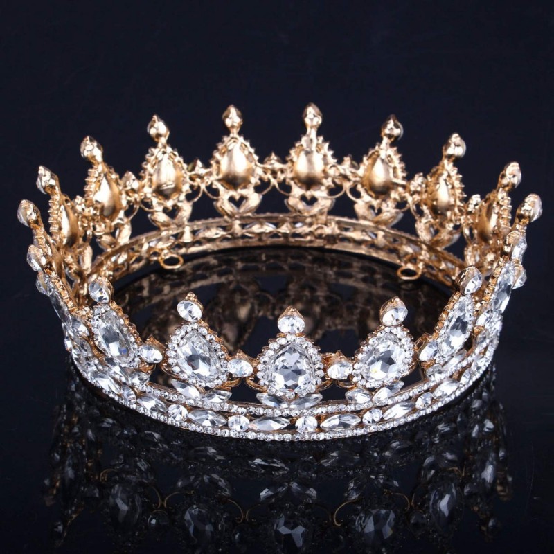Vintage Wedding Crystal Rhinestone Crown Bridal Queen King Tiara Crowns ...