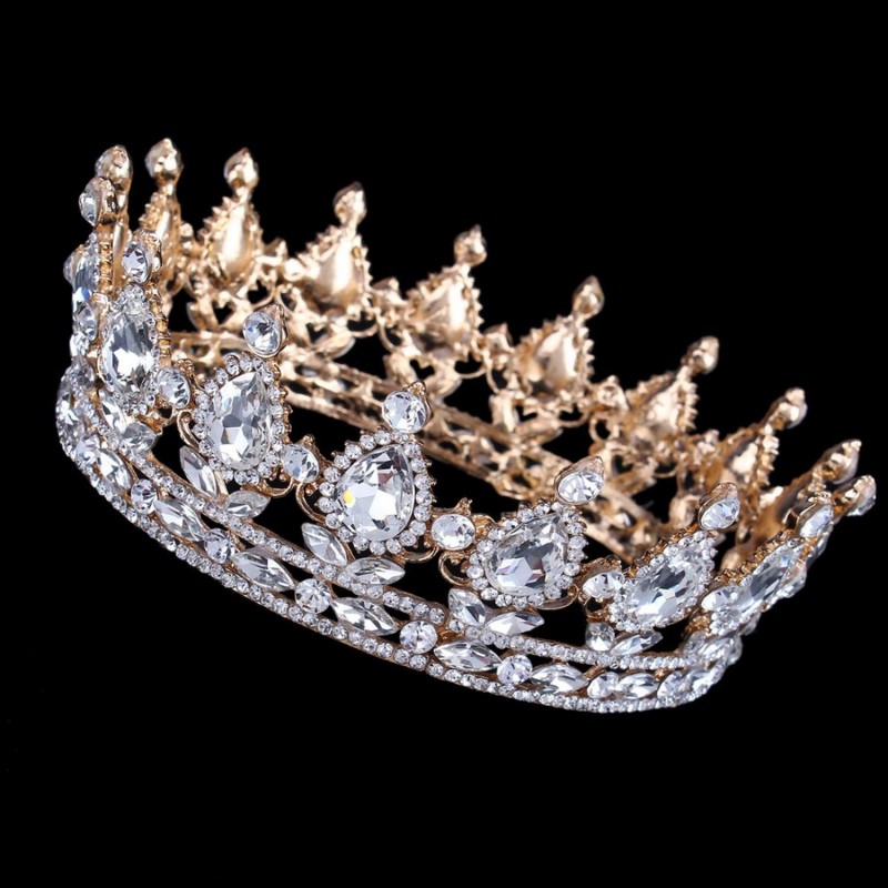 Vintage Wedding Crystal Rhinestone Crown Bridal Queen King Tiara Crowns ...